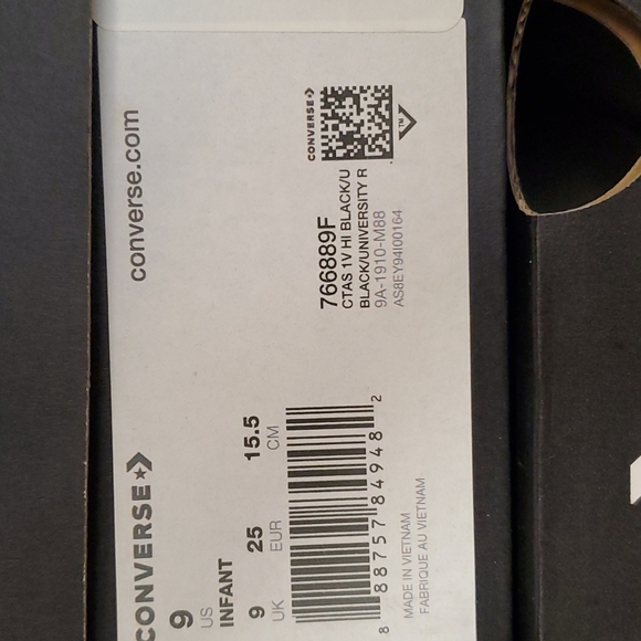 CONVERSE  CTAS 1V HI  INFANT SZ / 766889F - Picture 15 of 16